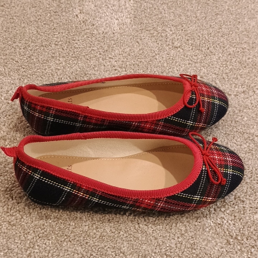 Crewcuts Red and Black Plaid Bow Ballet Flats